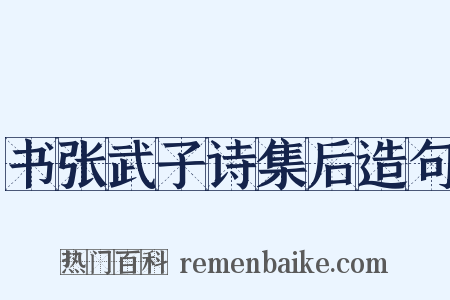 书张武子诗集后造句是什么意思的图片